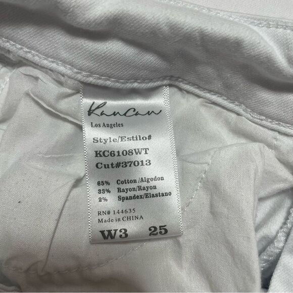 KanCan Estilo Distressed Raw Frayed Hem White Skinny Cropped Jeans Size 3/25 - Picture 11 of 12